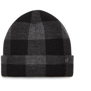 Steve Madden Men's Hat Black One Size Checkered Print Cuffed Beanie